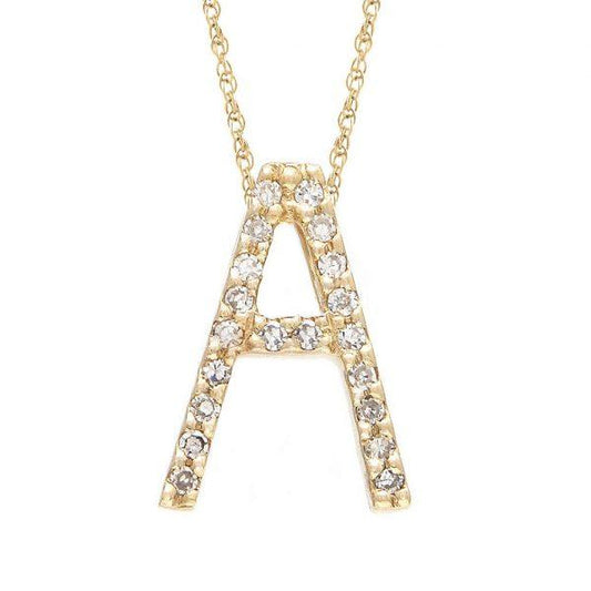 All Diamond Letter Charm Necklace, Big: A-Z - Ariel's Jewelry