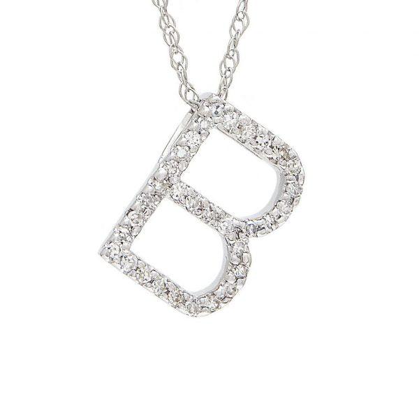 All Diamond Letter Charm Necklace, Big: A-Z - Ariel's Jewelry