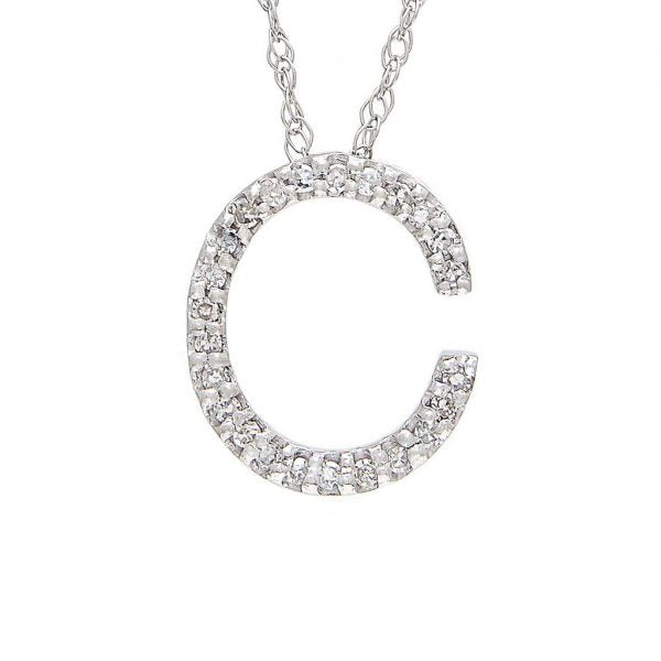 Collar con dije de letras con diamantes, grande: AZ