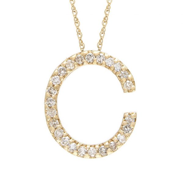 Collar con dije de letras con diamantes, grande: AZ