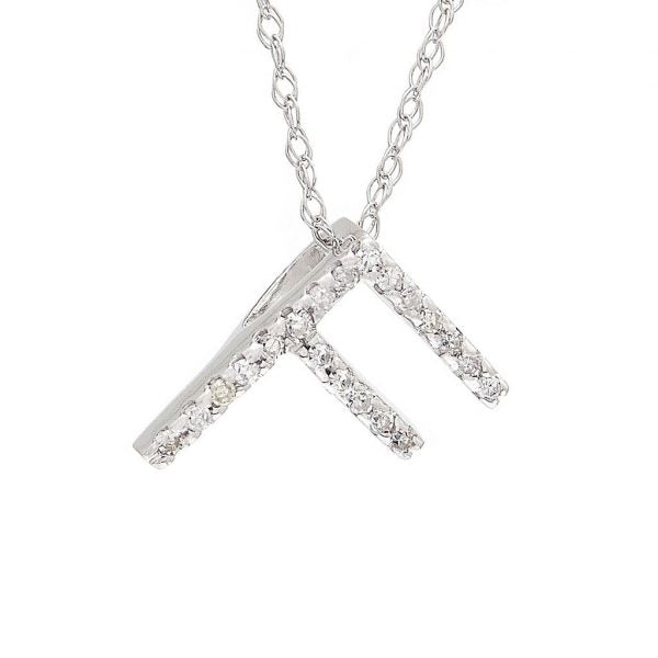 Collar con dije de letras con diamantes, grande: AZ