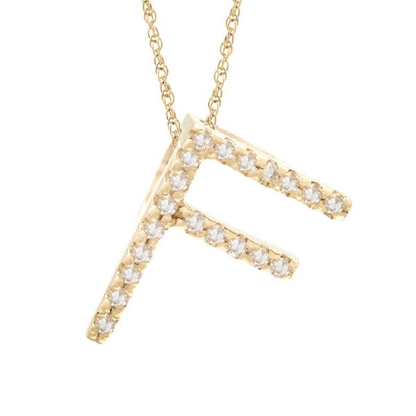 Collar con dije de letras con diamantes, grande: AZ