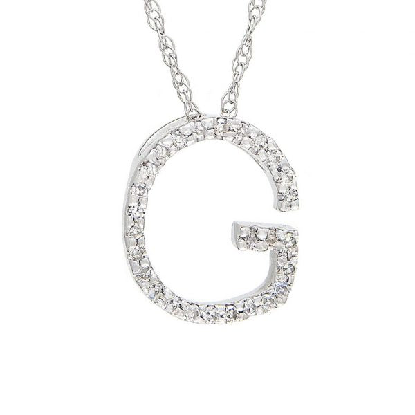 Collar con dije de letras con diamantes, grande: AZ