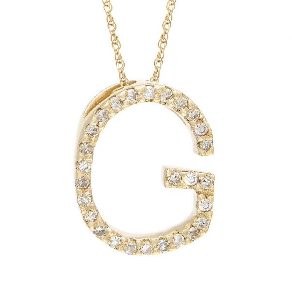 Collar con dije de letras con diamantes, grande: AZ