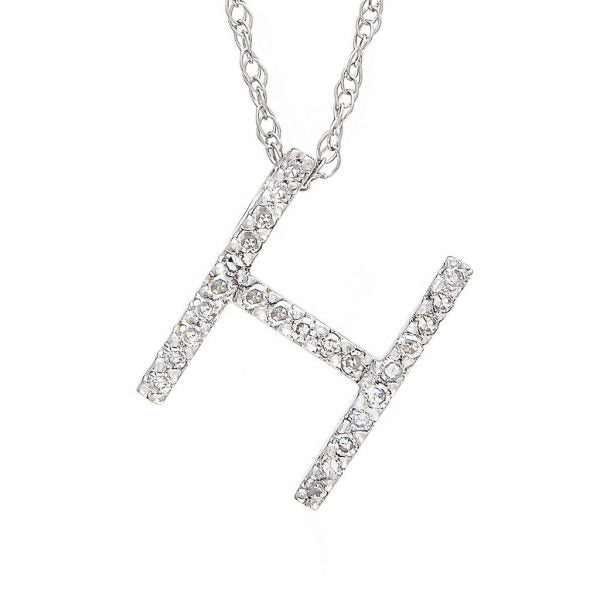 Collar con dije de letras con diamantes, grande: AZ