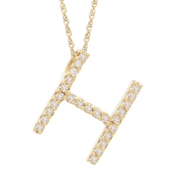 Collar con dije de letras con diamantes, grande: AZ