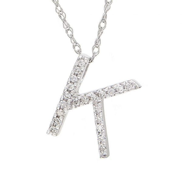 Collar con dije de letras con diamantes, grande: AZ