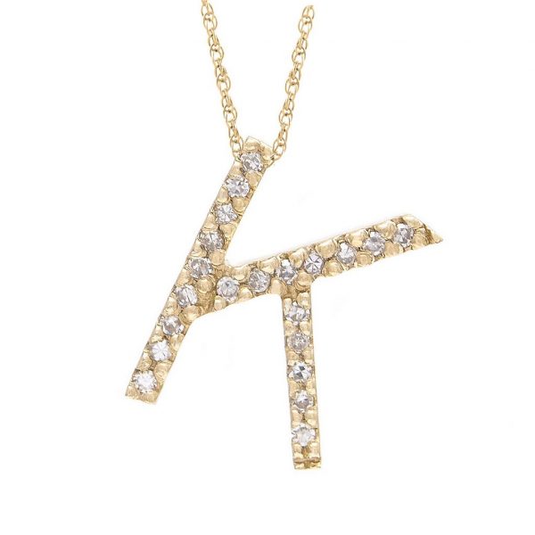Collar con dije de letras con diamantes, grande: AZ
