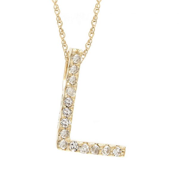All Diamond Letter Charm Necklace, Big: A-Z