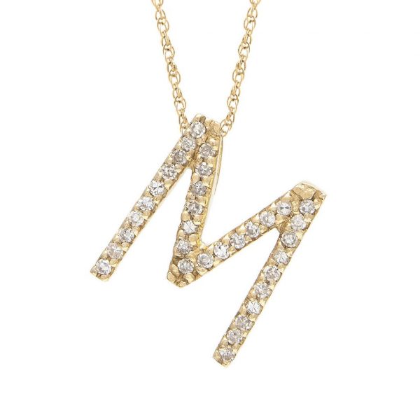 Collar con dije de letras con diamantes, grande: AZ