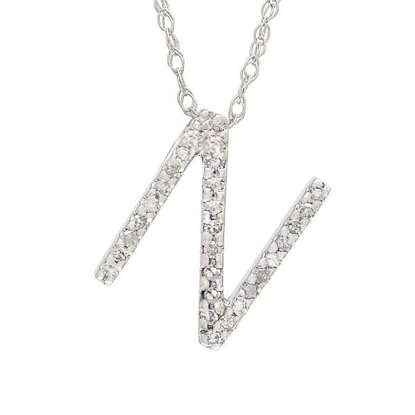 Collar con dije de letras con diamantes, grande: AZ