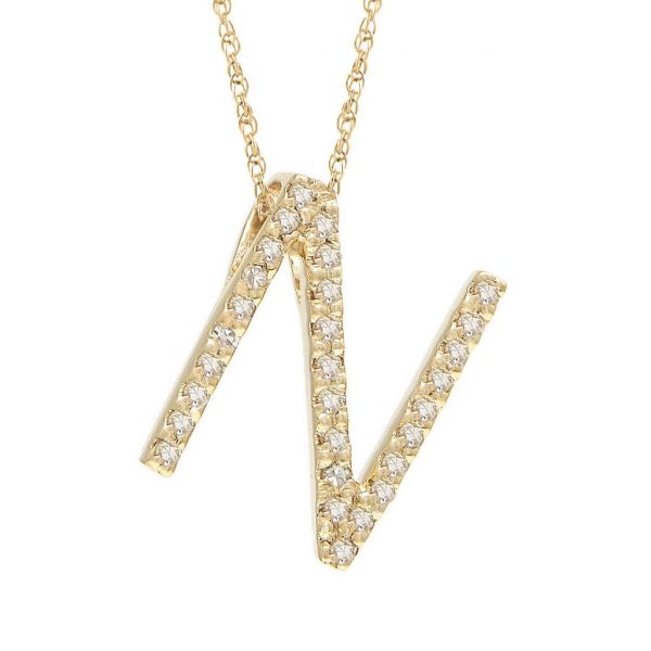 Collar con dije de letras con diamantes, grande: AZ