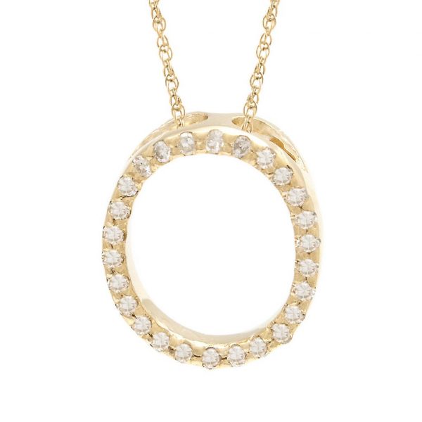 Collar con dije de letras con diamantes, grande: AZ