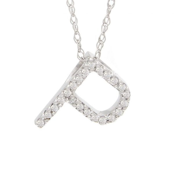Collar con dije de letras con diamantes, grande: AZ
