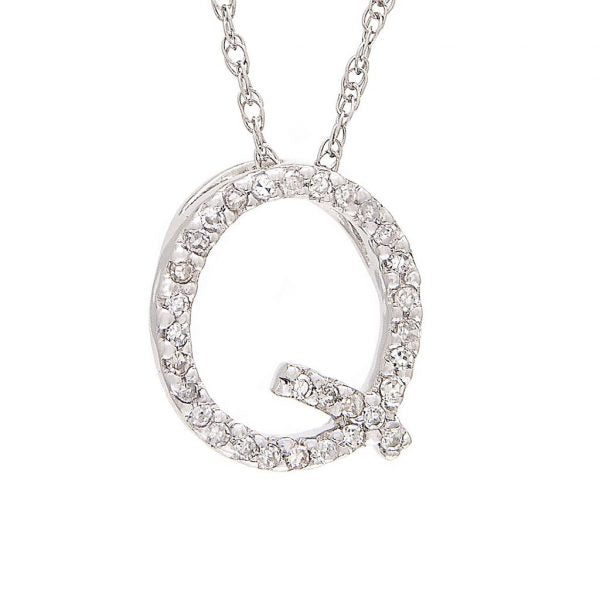 Collar con dije de letras con diamantes, grande: AZ