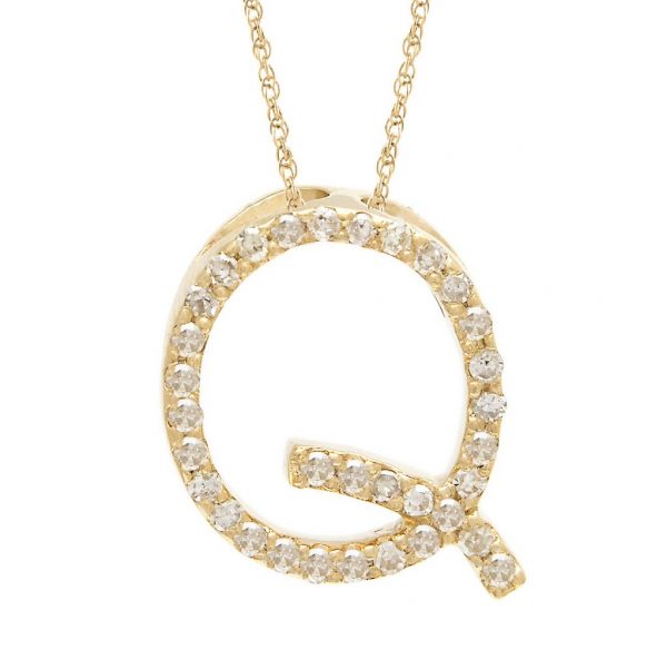 Collar con dije de letras con diamantes, grande: AZ