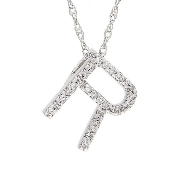 Collar con dije de letras con diamantes, grande: AZ