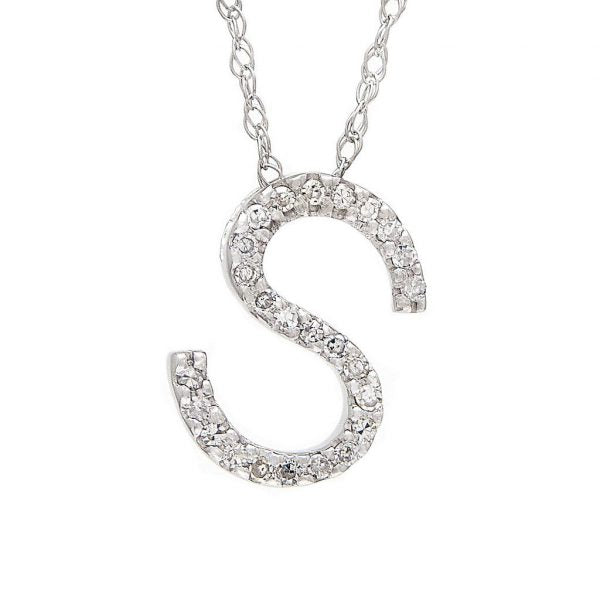 Collar con dije de letras con diamantes, grande: AZ