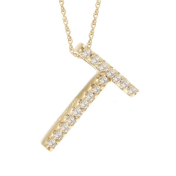 Collar con dije de letras con diamantes, grande: AZ