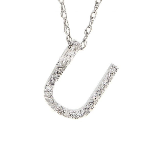 Collar con dije de letras con diamantes, grande: AZ
