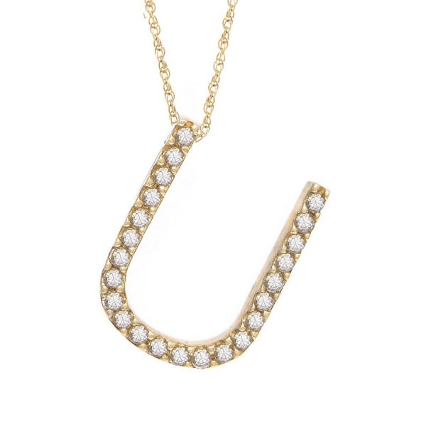 Collar con dije de letras con diamantes, grande: AZ