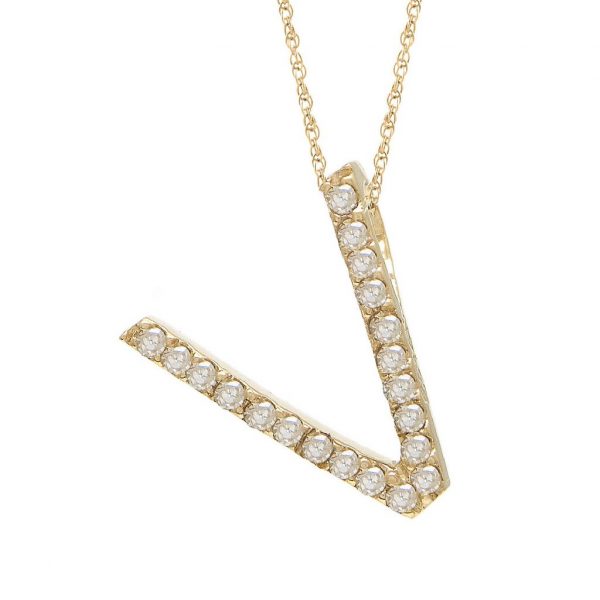 Collar con dije de letras con diamantes, grande: AZ