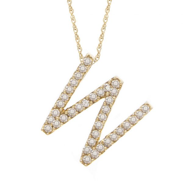 Collar con dije de letras con diamantes, grande: AZ