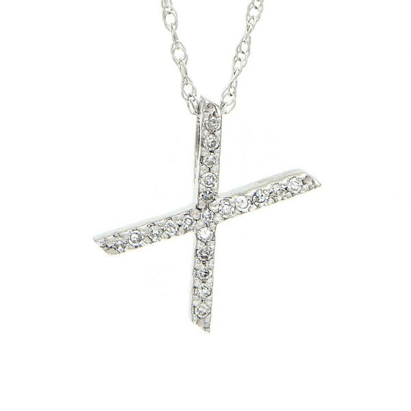 Collar con dije de letras con diamantes, grande: AZ