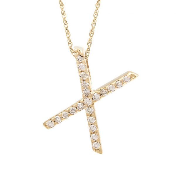Collar con dije de letras con diamantes, grande: AZ