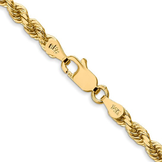 14K Solid Yellow Gold Rope Link Chain