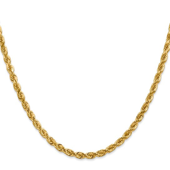 14K Solid Yellow Gold Rope Link Chain