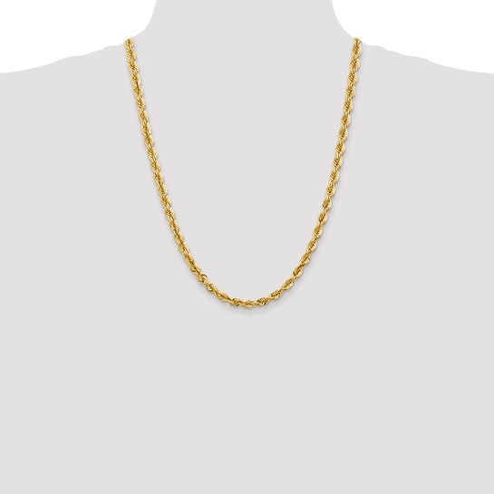 14K Solid Yellow Gold Rope Link Chain