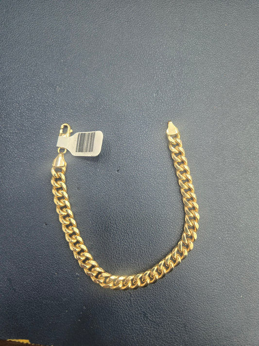 BRACELET YELLOW GOLD HOLLOW CUBAN LINK 18KT