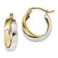 10k Two-tone Polished Double Hoop Earrings