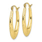 10K Textured Oval Hollow Hoop Earrings