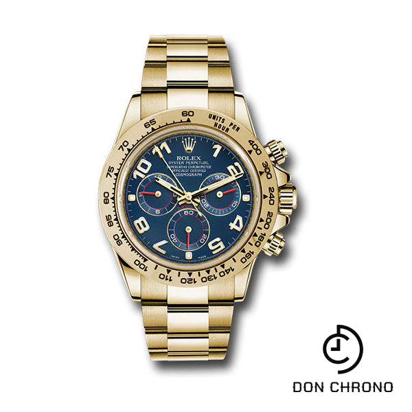 Reloj Rolex Cosmograph Daytona 40 de oro amarillo - Esfera árabe azul - 116508 bla