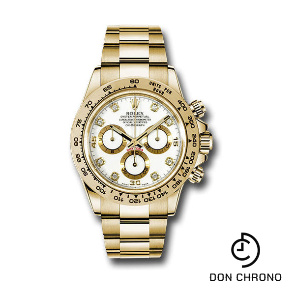 Reloj Rolex Cosmograph Daytona 40 de oro amarillo - Esfera de diamantes blancos - 116508 wd