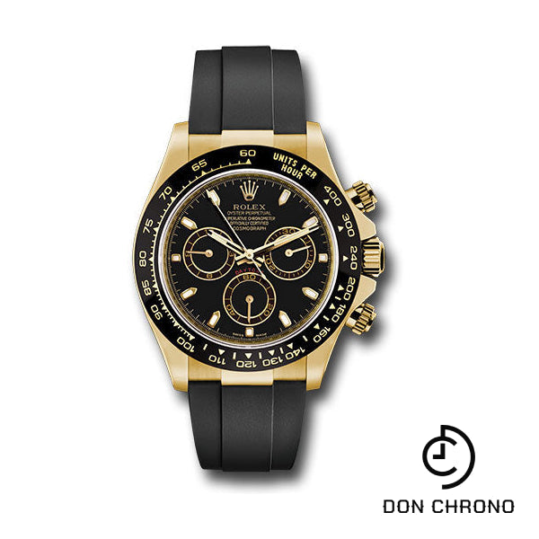 Reloj Rolex Cosmograph Daytona 40 de oro amarillo - Esfera de índice negra - Correa Oysterflex negra - 116518LN bkof