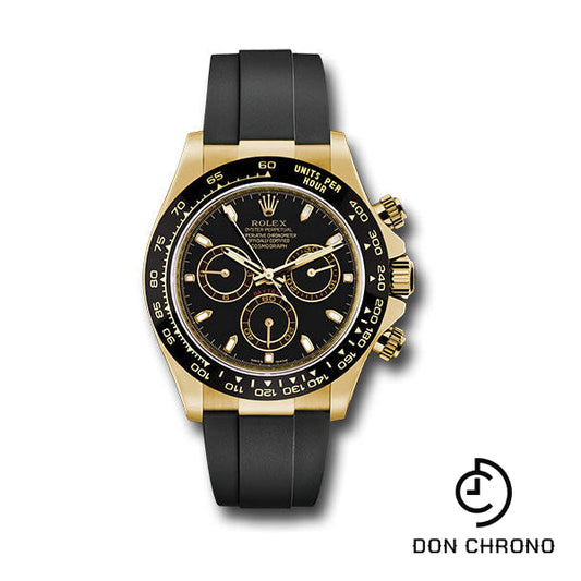 Rolex Yellow Gold Cosmograph Daytona 40 Watch - Black Index Dial - Black Oysterflex Strap - 116518LN bkof