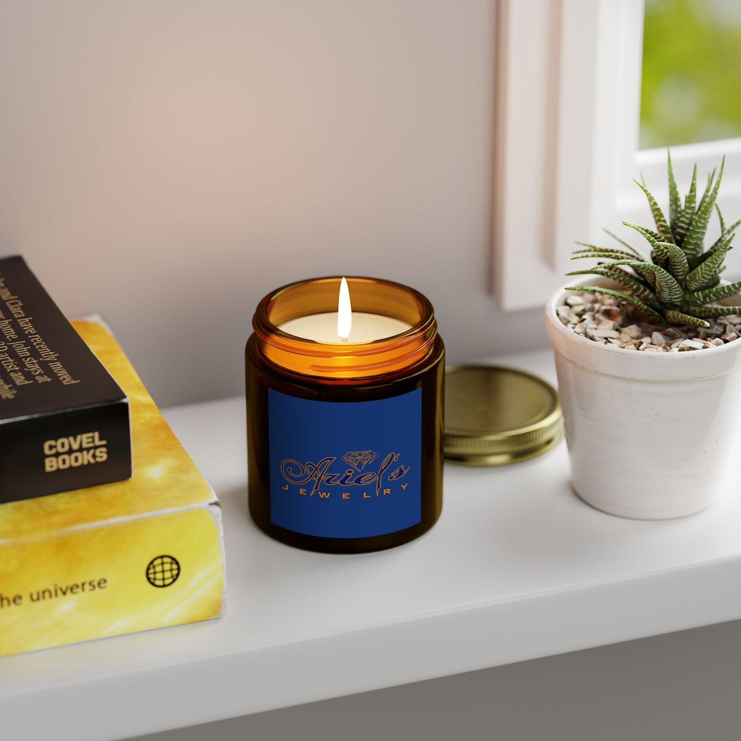 Ariel Jewelry Coconut Apricot Scented Candle, Relaxation Gift, Aromatherapy Candles, Home Decor, Eco-Friendly Candle