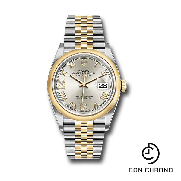 Reloj Rolex de acero y oro amarillo Rolesor Datejust 36 - Bisel abovedado - Esfera romana plateada - Brazalete Jubilee - 126203 sdr69j
