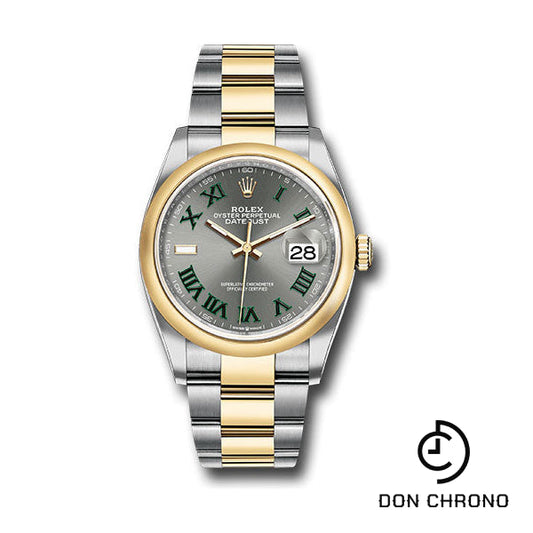 Reloj Rolex Rolesor Datejust 36 amarillo - Bisel abovedado - Esfera romana de pizarra - Brazalete Oyster - 126203 slgro