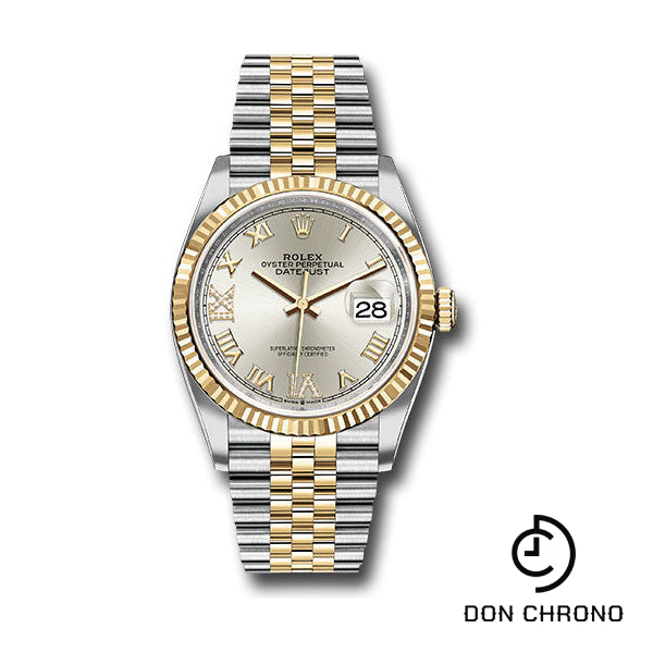 Rolex Steel and Yellow Gold Rolesor Datejust 36 Watch - Fluted Bezel - Silver Roman Dial - Jubilee Bracelet - 126233 sdr69j