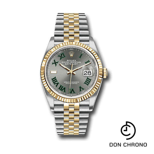 Reloj Rolex Rolesor Datejust 36 amarillo - Bisel estriado - Esfera romana de pizarra - Brazalete Jubilee - 126233 slgrj