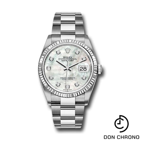 Reloj Rolex Steel Datejust 36 - Bisel estriado - Esfera de diamantes de nácar - Brazalete Oyster - 126234 mdo