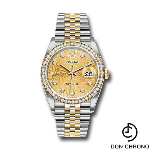 Reloj Rolex Rolesor Datejust 36 amarillo - Bisel de diamantes - Esfera de diamantes Champagne Jubilee - Brazalete Jubilee - 126283rbr chjdj