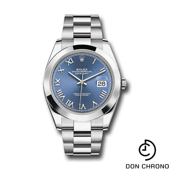 Reloj Rolex Steel Datejust 41 - Bisel liso - Esfera romana azul - Brazalete Oyster - 126300 blro