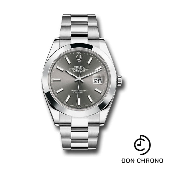 Reloj Rolex Steel Datejust 41 - Bisel liso - Esfera con índice de rodio oscuro - Brazalete Oyster - 126300 dkrio
