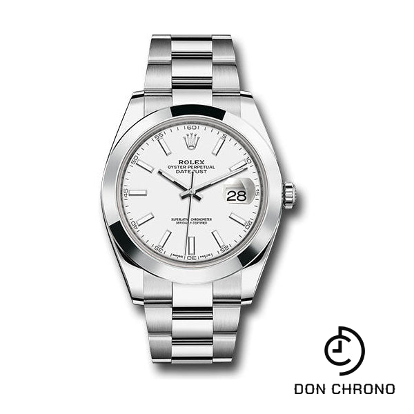 Reloj Rolex Steel Datejust 41 - Bisel liso - Esfera con índice blanco - Brazalete Oyster - 126300 wio