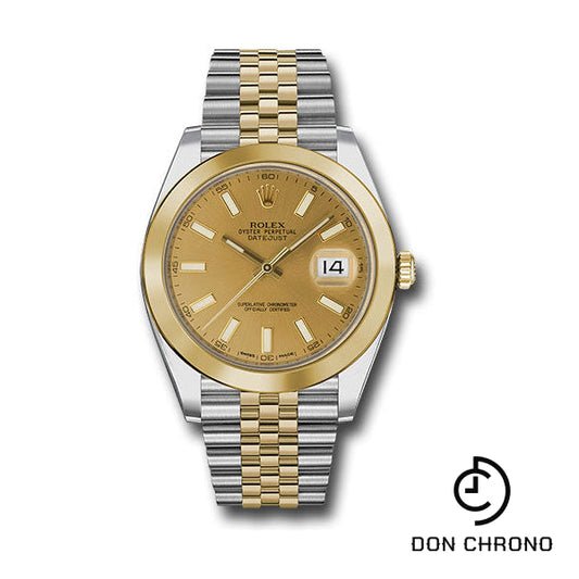 Reloj Rolex de acero y oro amarillo Rolesor Datejust 41 - Bisel liso - Esfera con índice de champán - Brazalete Jubilee - 126303 chij